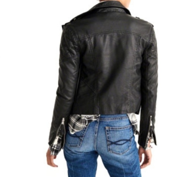 NWT A&F Faux Leather Biker Jacket - Picture 2 of 8
